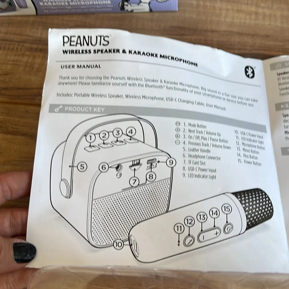 New mini Peanuts Wireless Speaker & Karaoke Microphone - Black